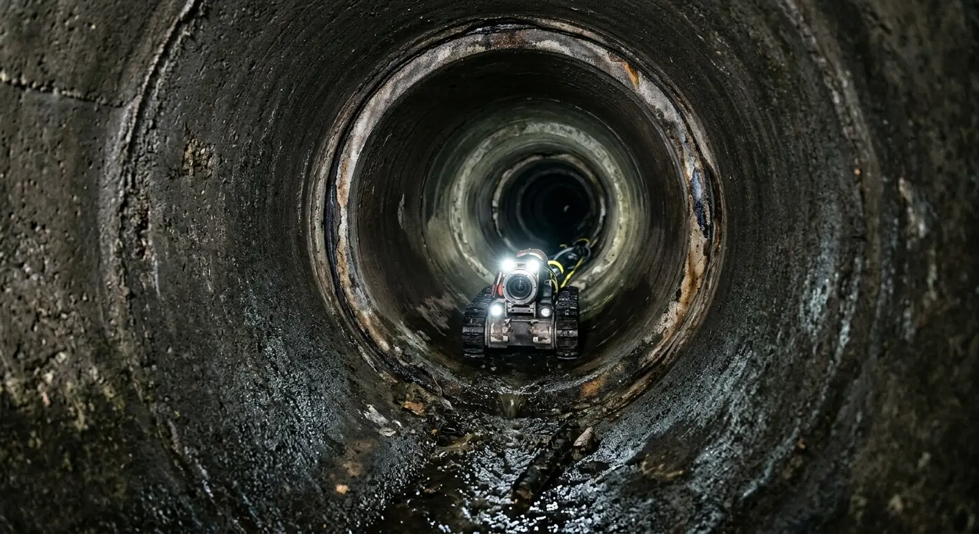 Robotic sewer camera inspecting pipe interior for Drain Snake Service in Waller